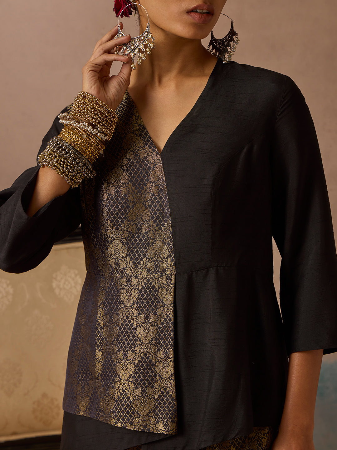 Brocade Co-ord Set - Black