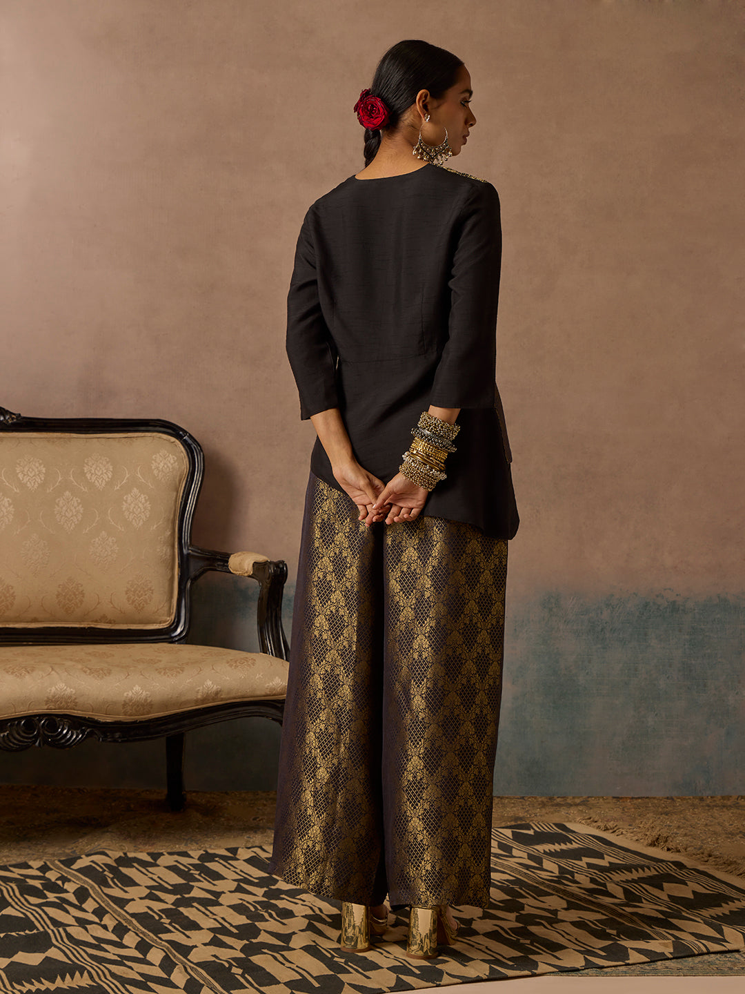 Brocade Co-ord Set - Black