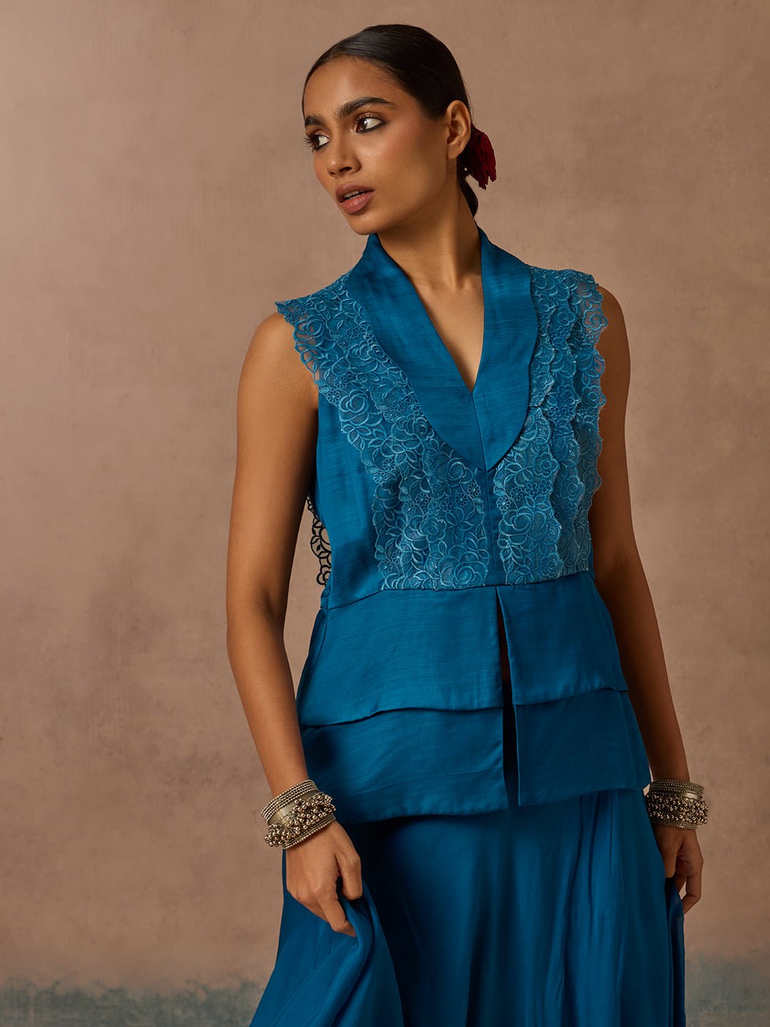 Floral Lace Top - Blue