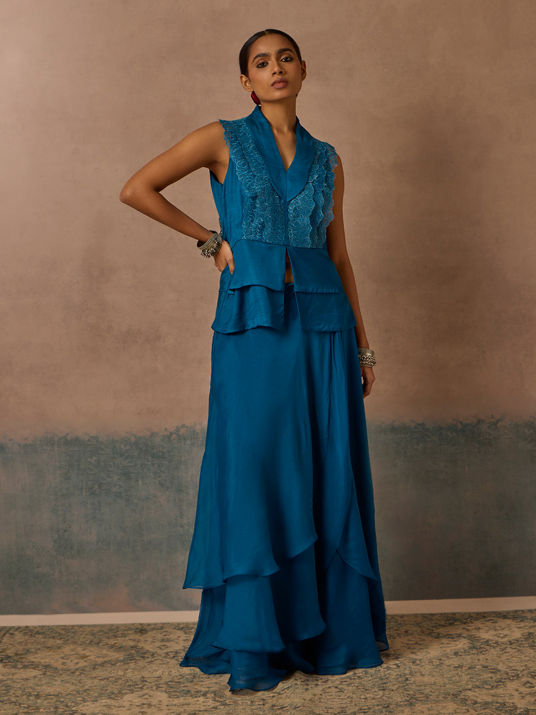 Floral Lace Top - Blue