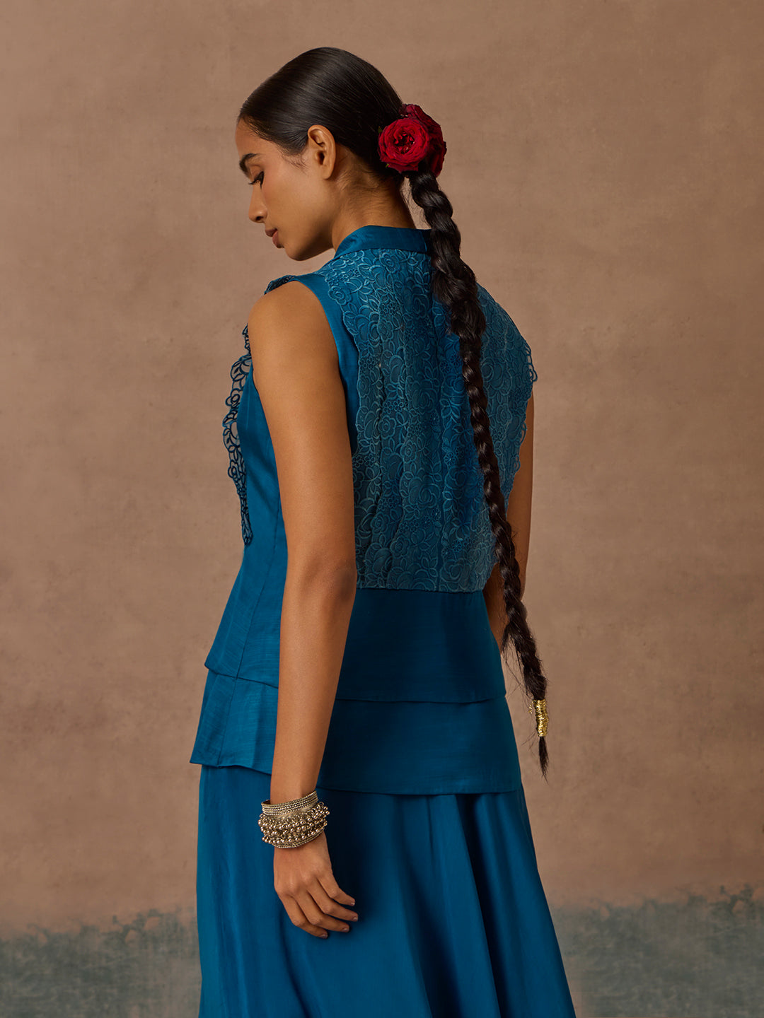 Floral Lace Top - Blue