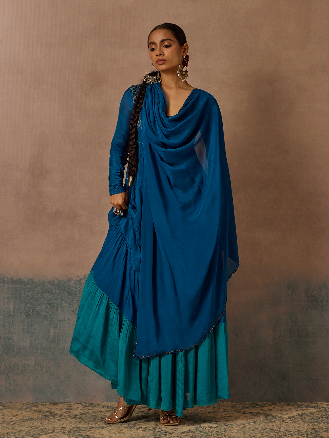 Flared Kurta Set - Blue