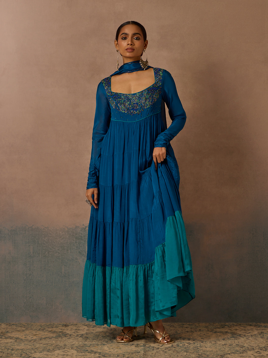 Flared Kurta Set - Blue