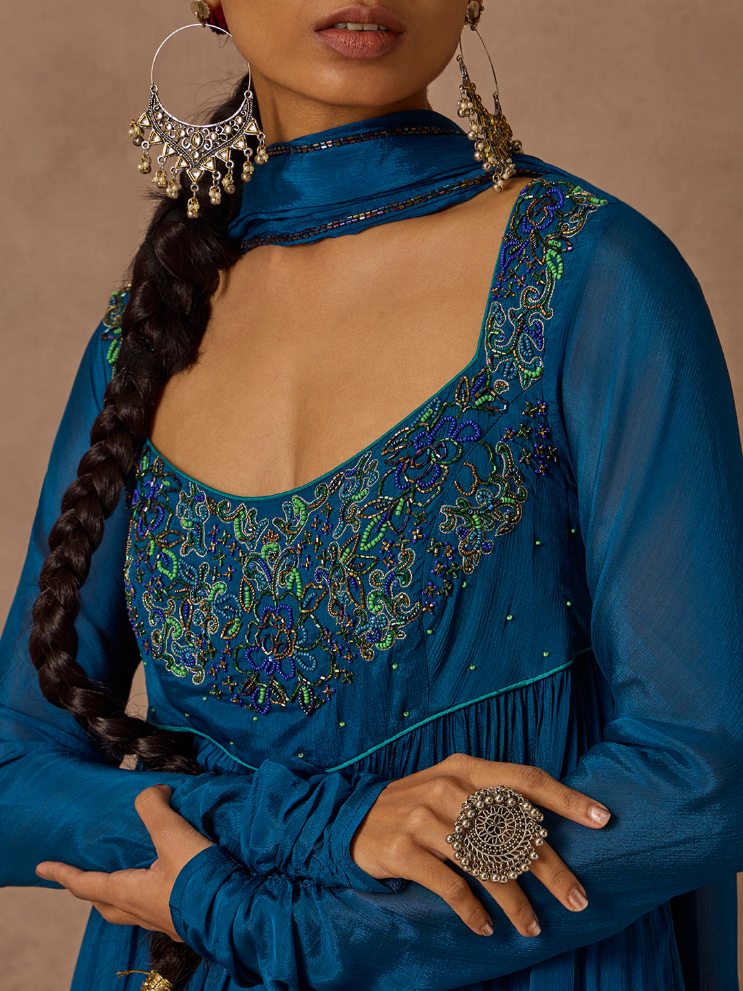 Flared Kurta Set - Blue