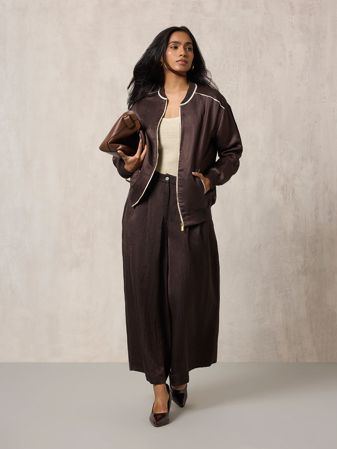 Wide-Leg Pants - Brown
