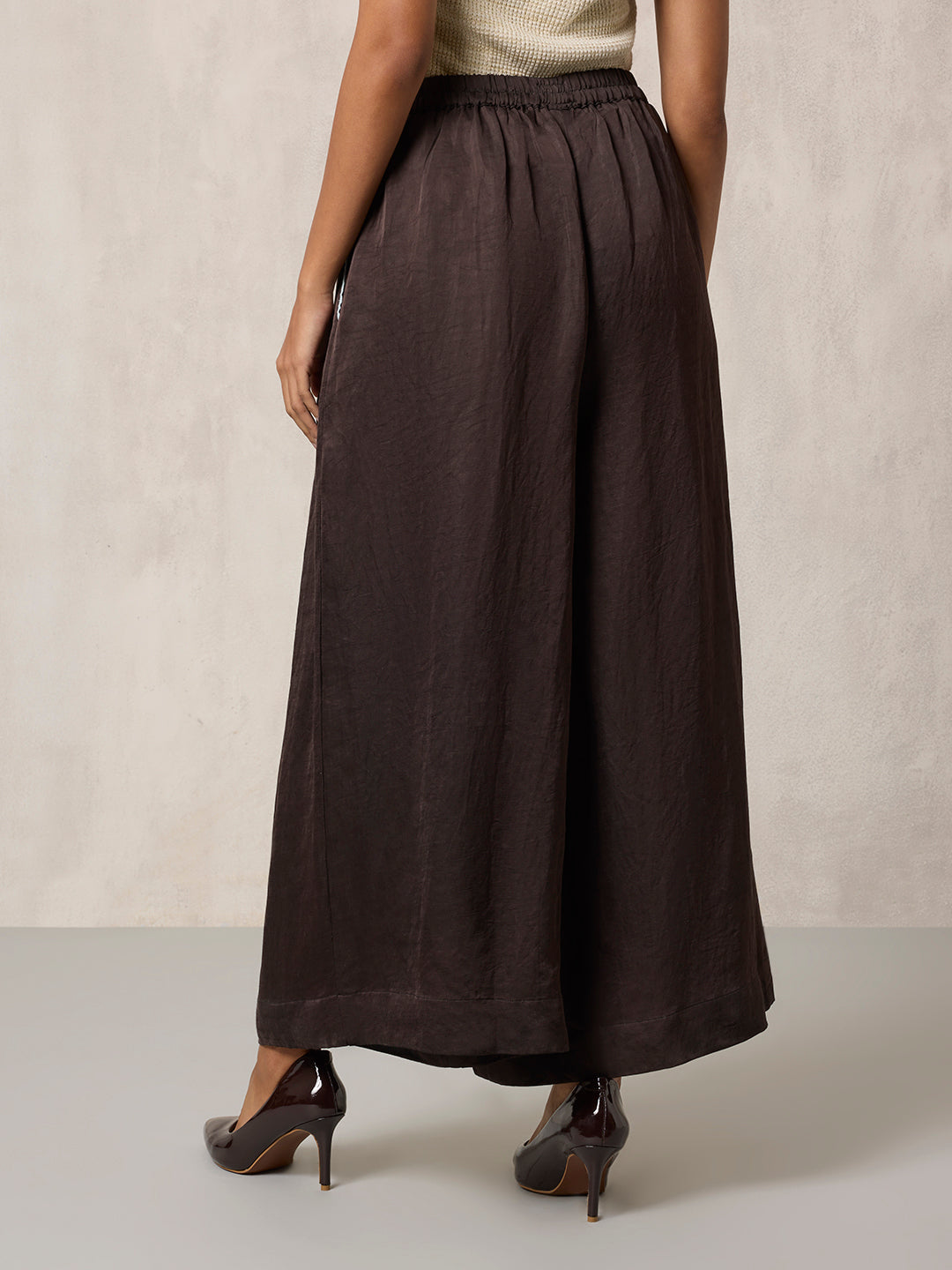 Wide-Leg Pants - Brown