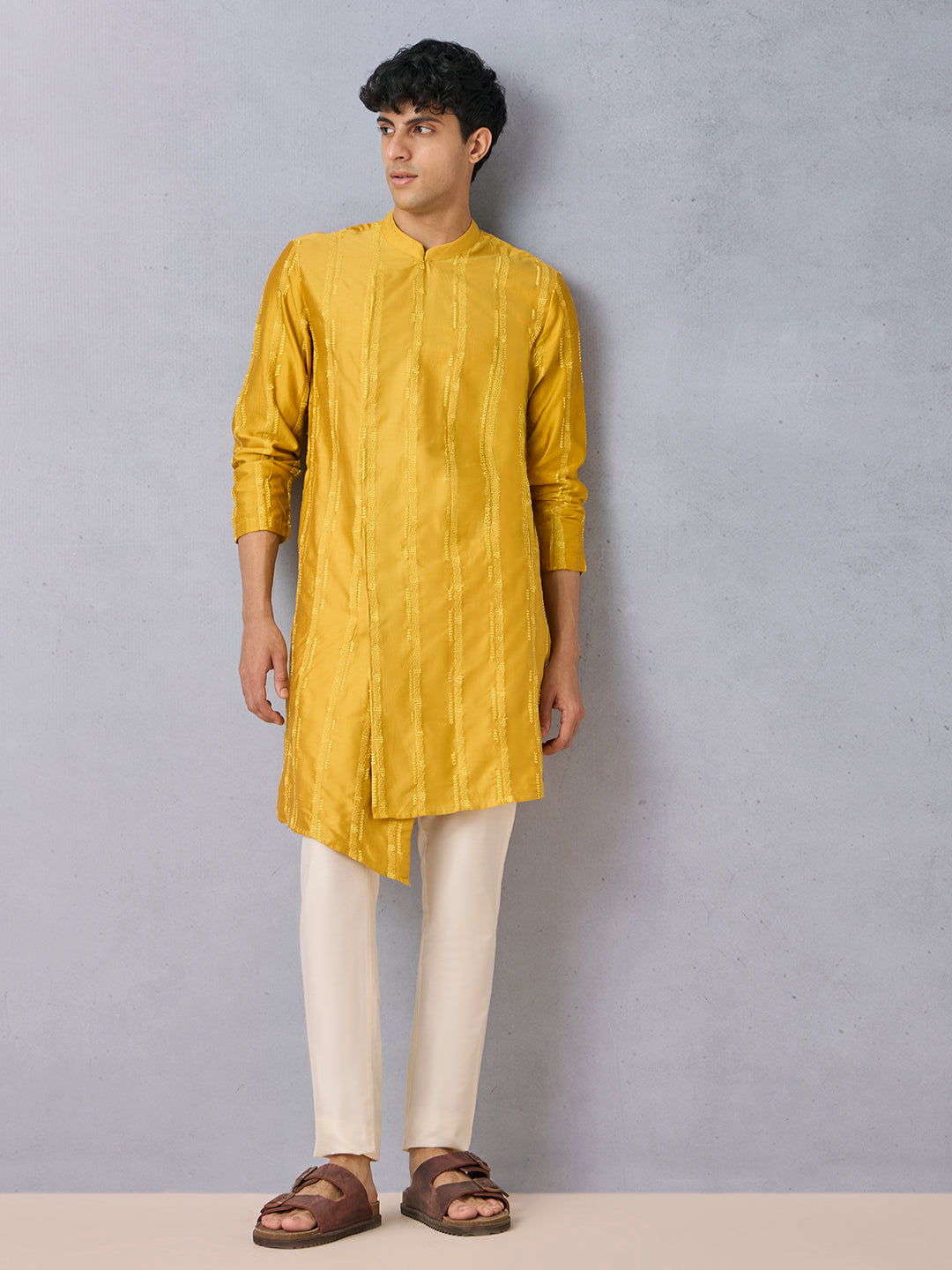 Embroidered Kurta - Yellow