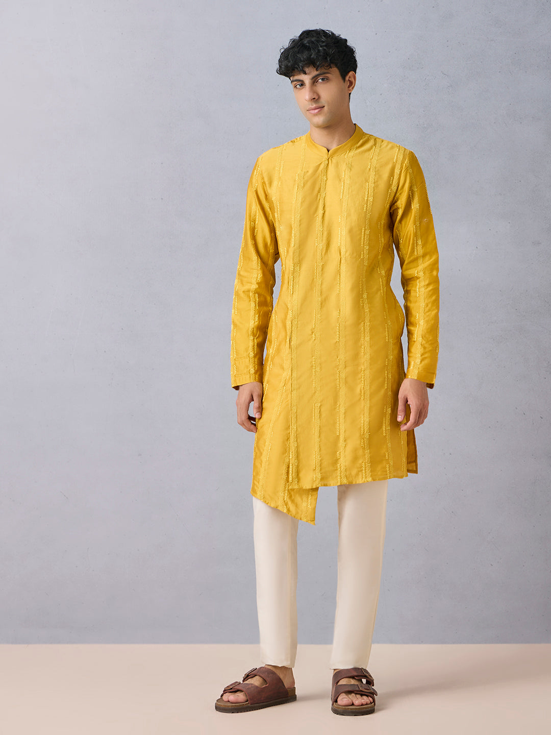 Embroidered Kurta - Yellow