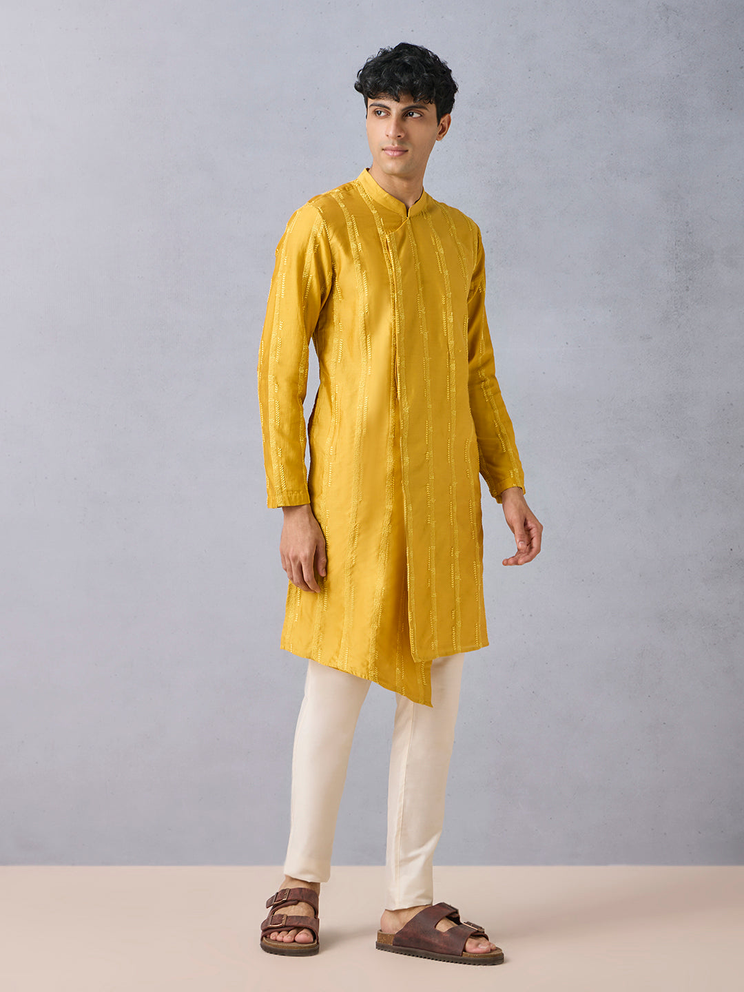 Embroidered Kurta - Yellow