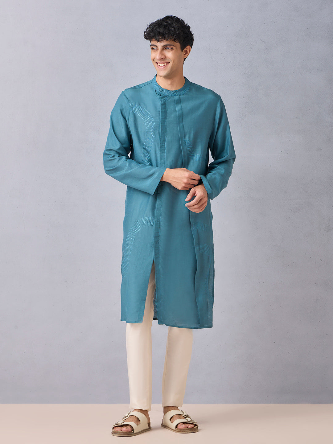 Embroidered Kurta - Blue