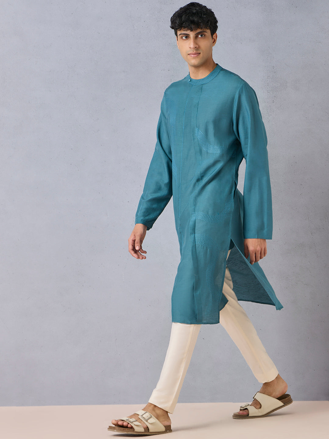 Embroidered Kurta - Blue