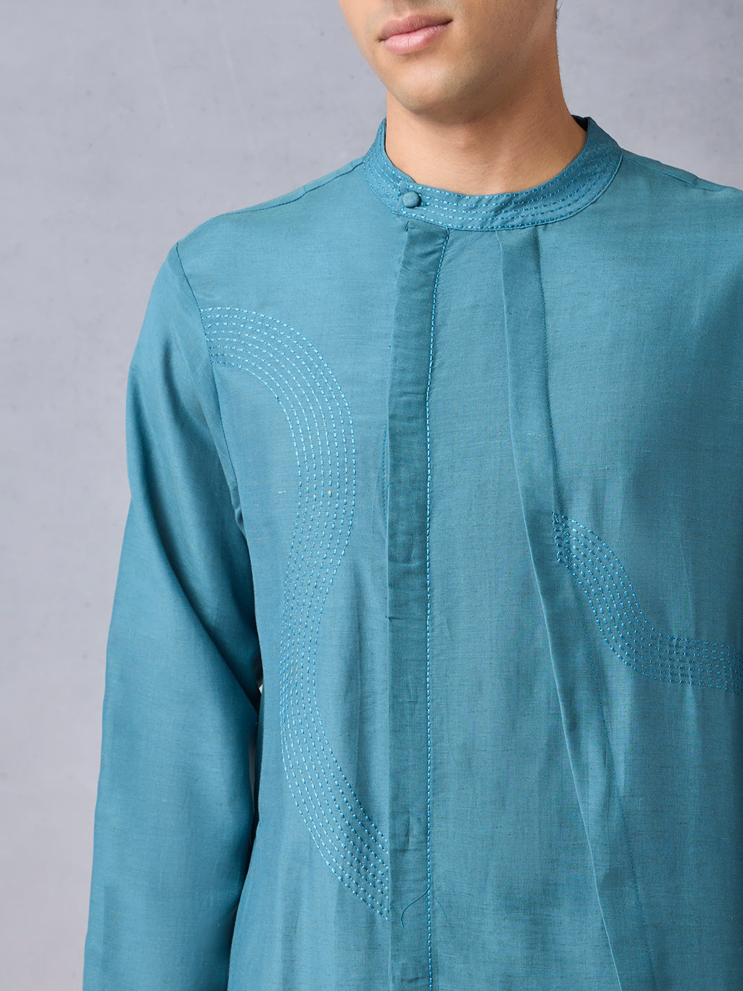 Embroidered Kurta - Blue