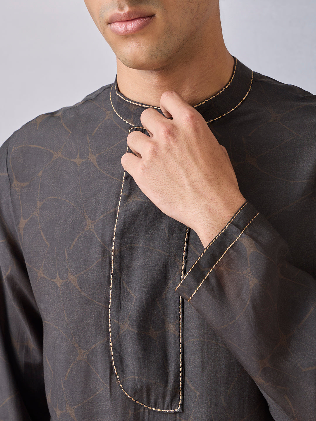 Printed Short Kurta - Brown