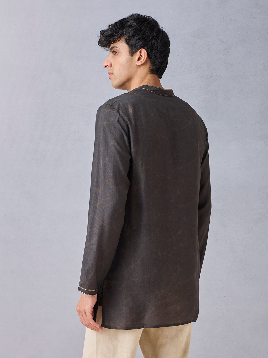 Printed Short Kurta - Brown