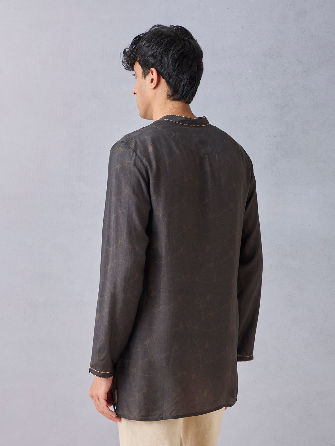 Printed Short Kurta - Brown