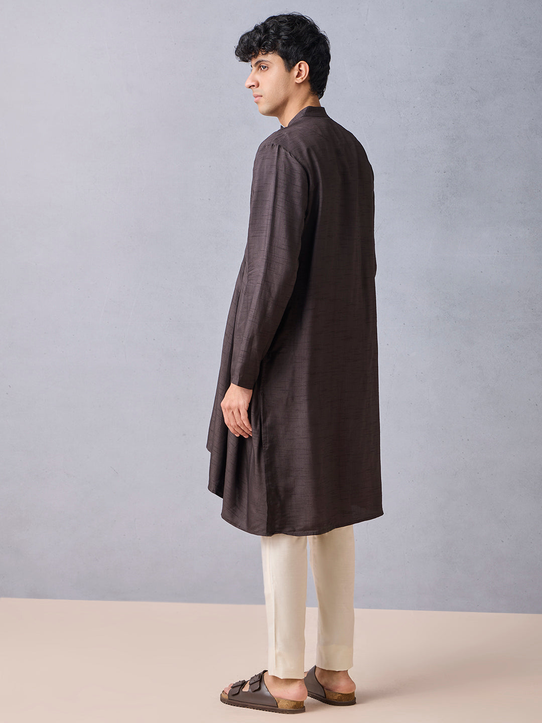 Embroidered Kurta - Brown