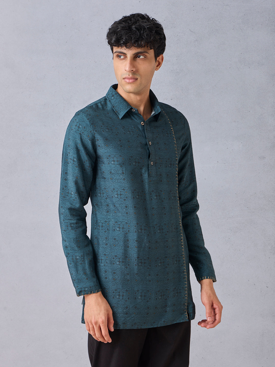 Printed Short Kurta - Blue