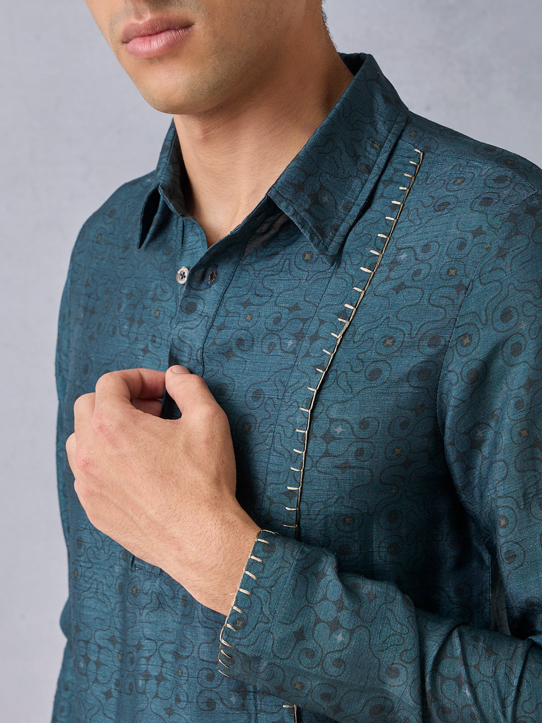Printed Short Kurta - Blue