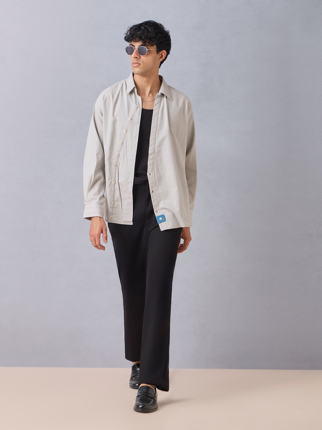 Chevron Textured Shirt - Grey