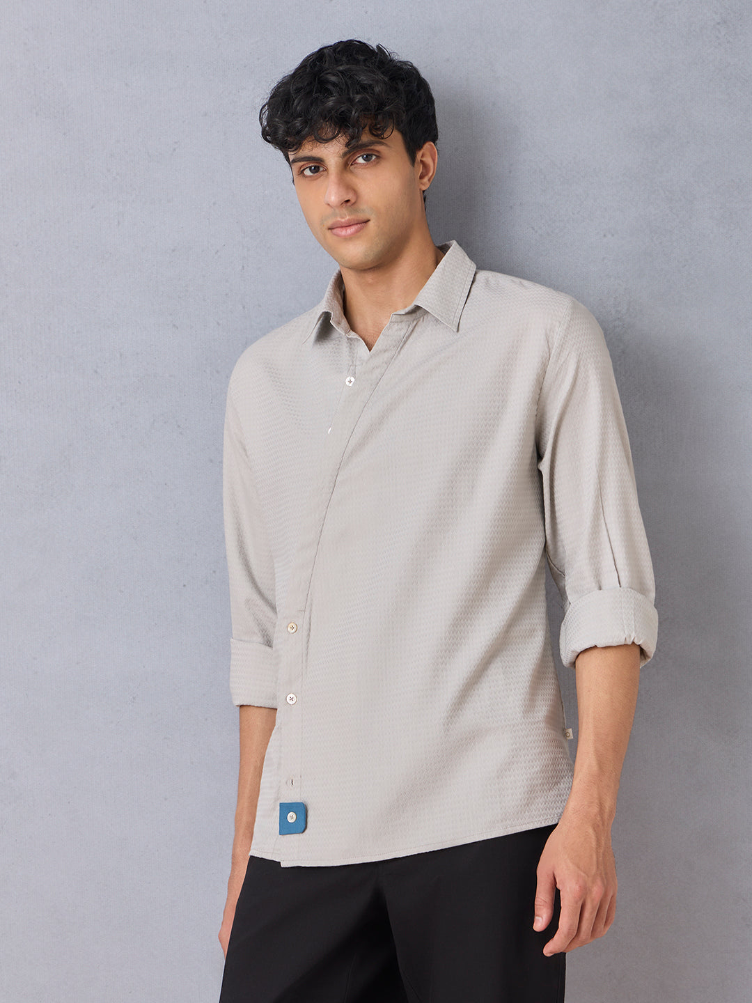 Chevron Textured Shirt - Grey