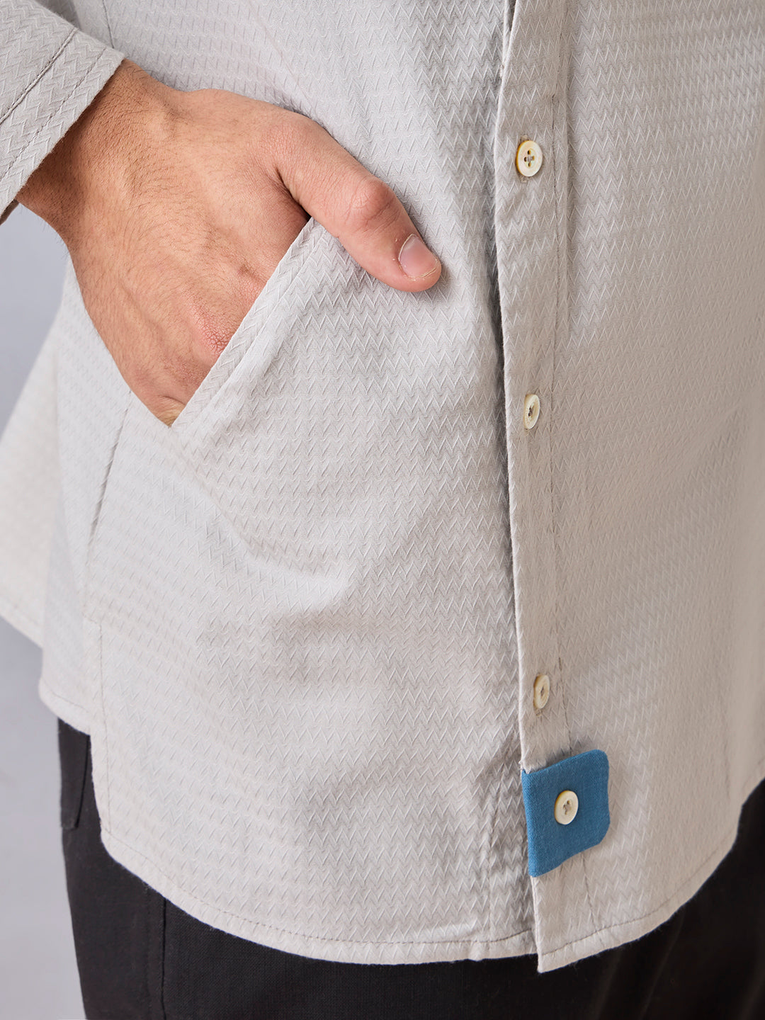 Chevron Textured Shirt - Grey