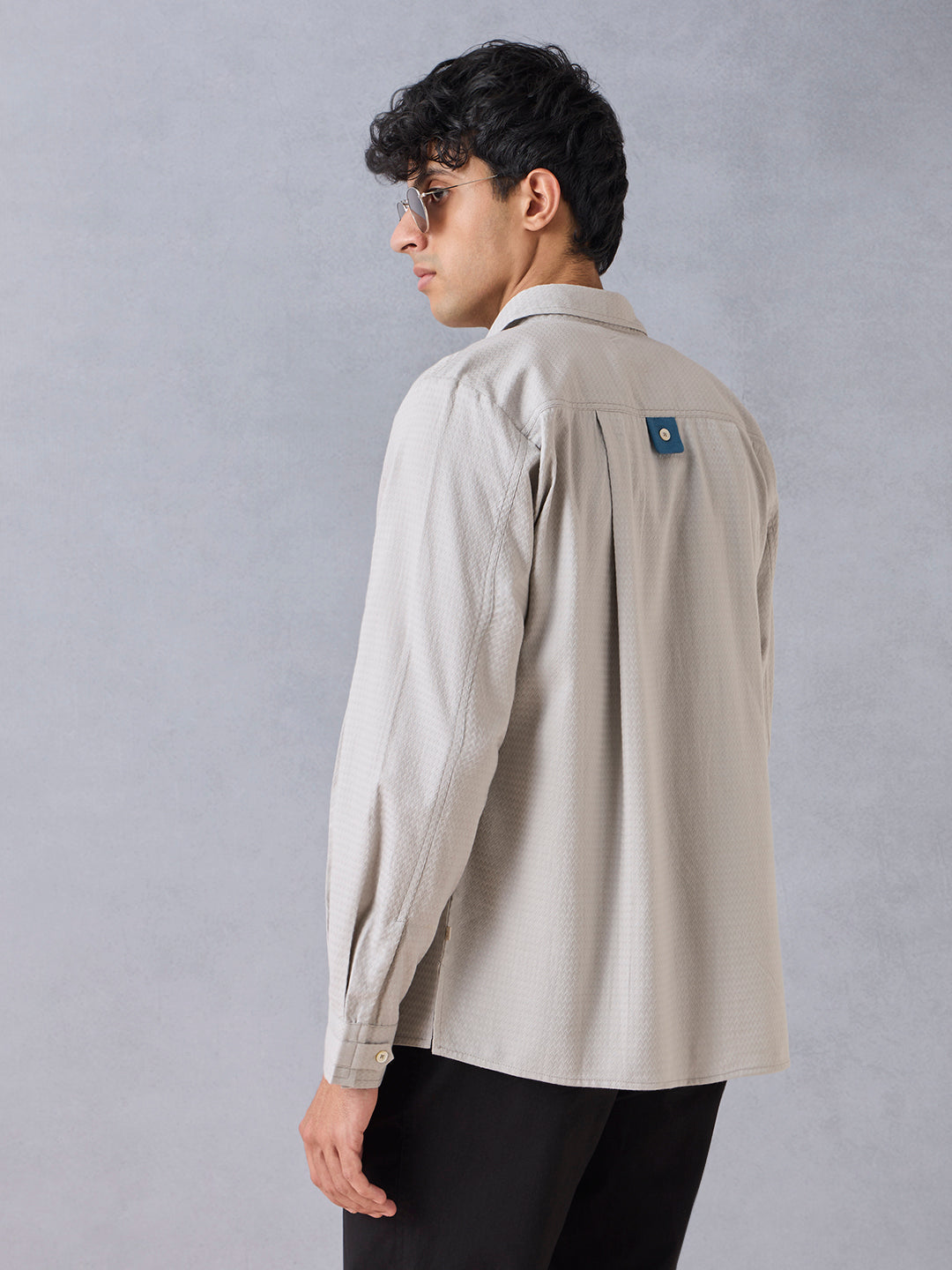 Chevron Textured Shirt - Grey