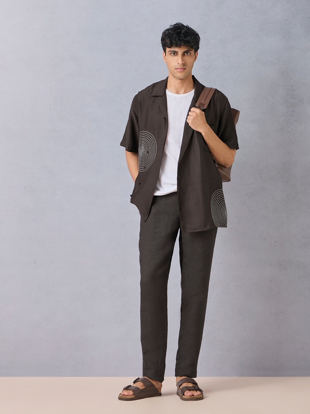 Embroidered Shirt - Brown