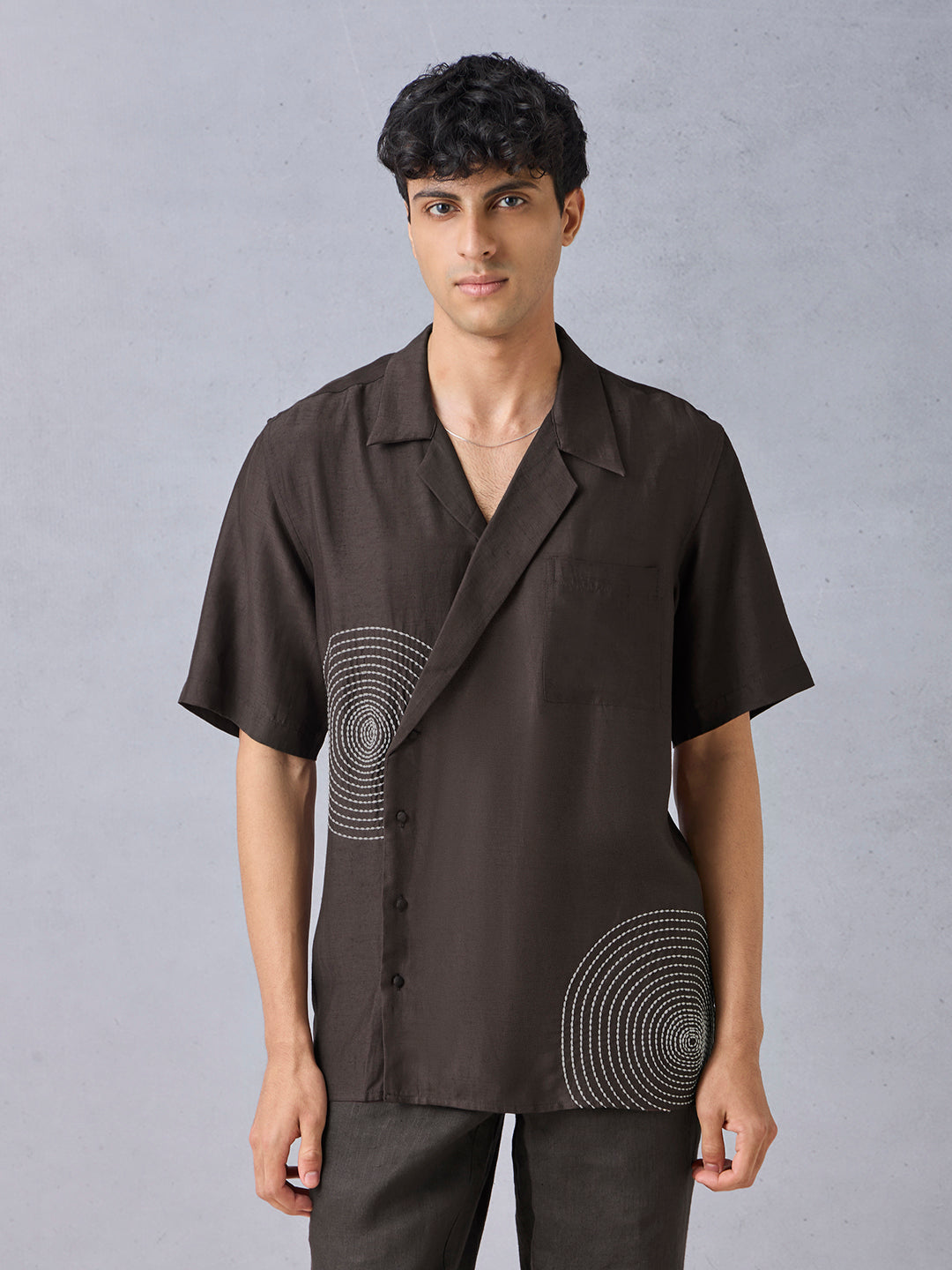 Embroidered Shirt - Brown