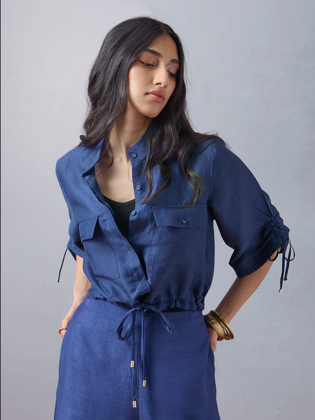 Drawstring Detailed Top - Blue