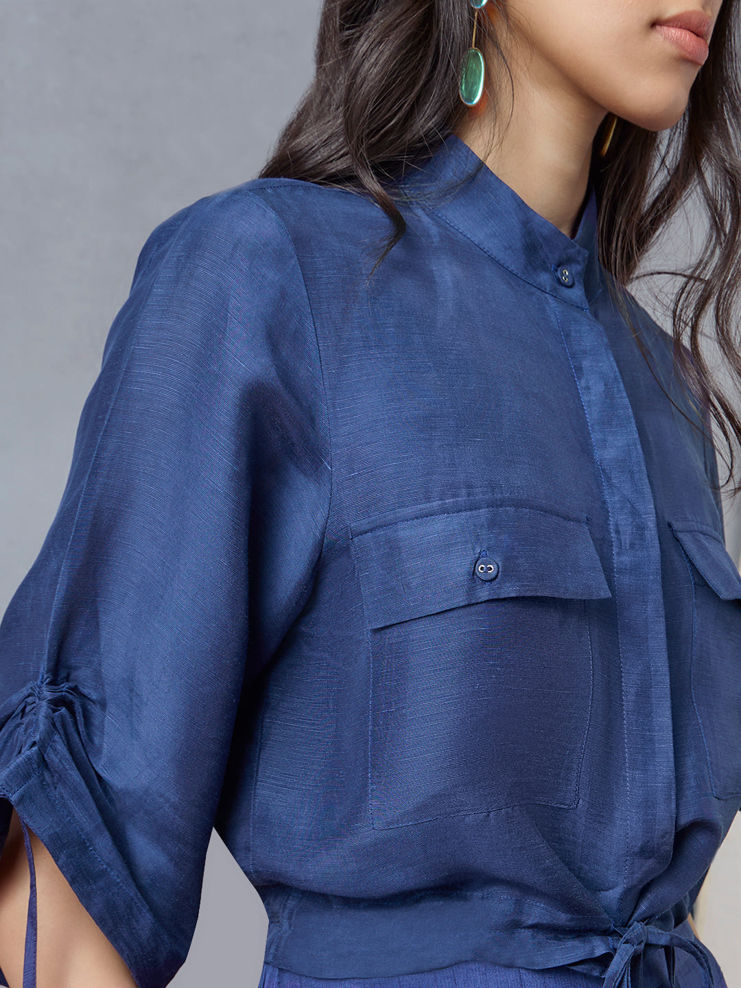 Drawstring Detailed Top - Blue