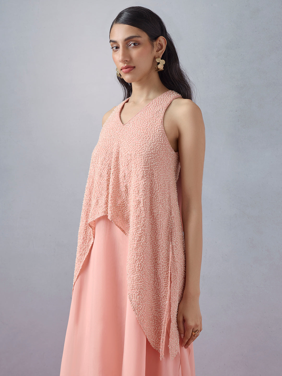 Beaded Maxi Dress - Pink