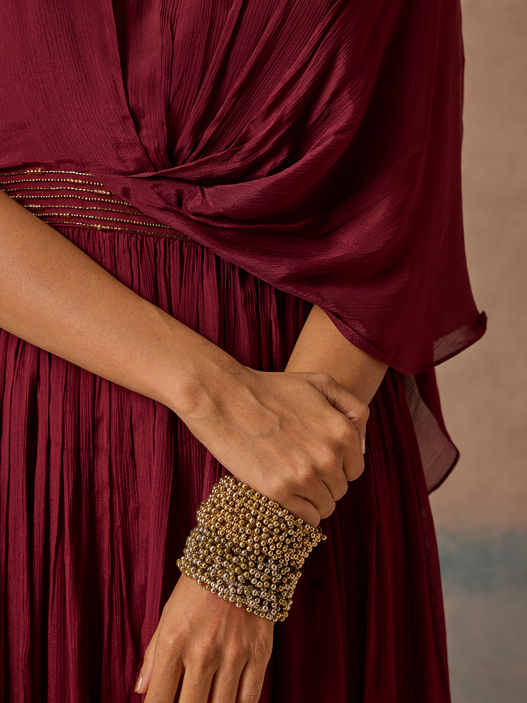 Embellished Maxi Dress - Maroon