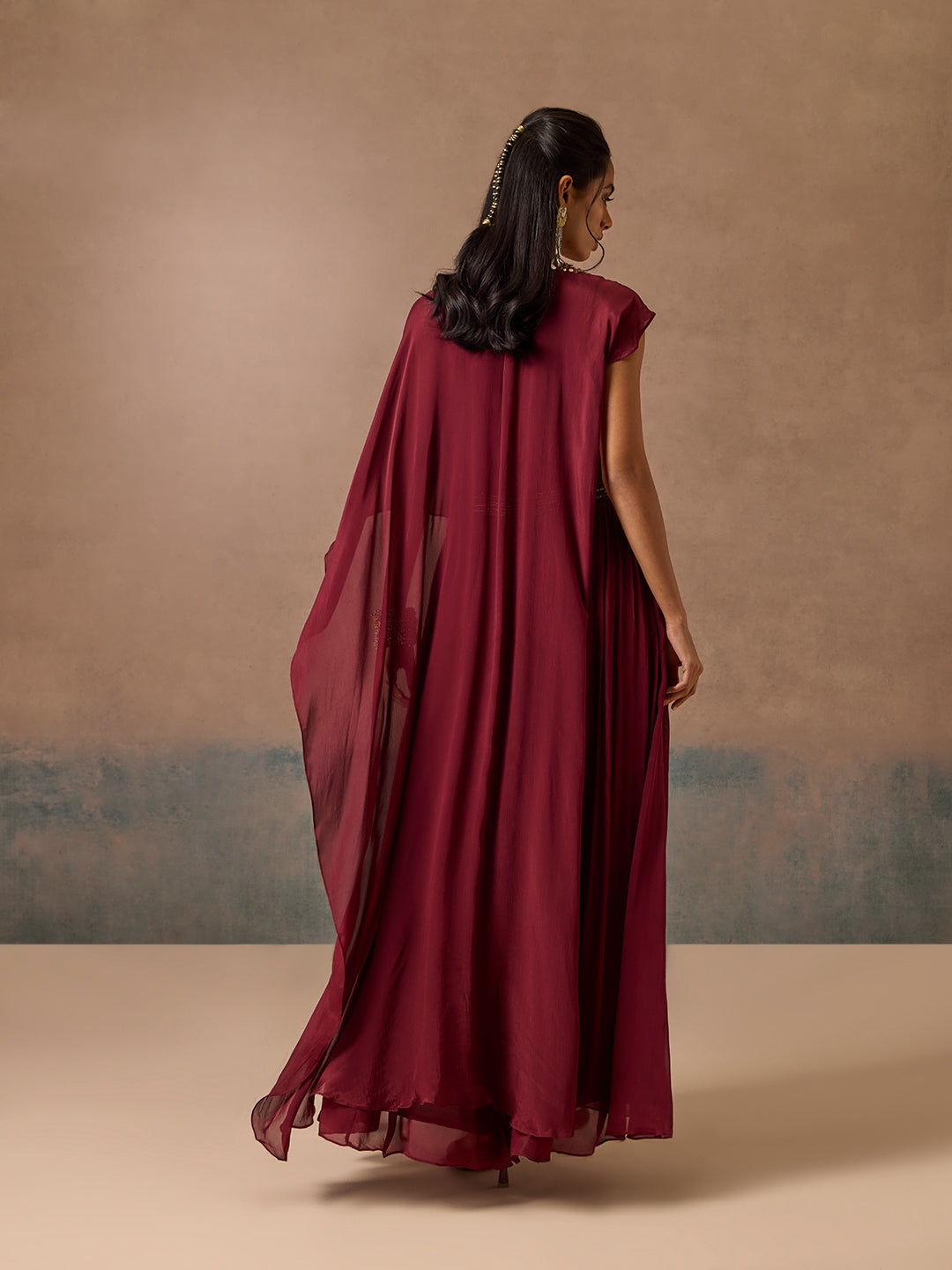 Embellished Maxi Dress - Maroon