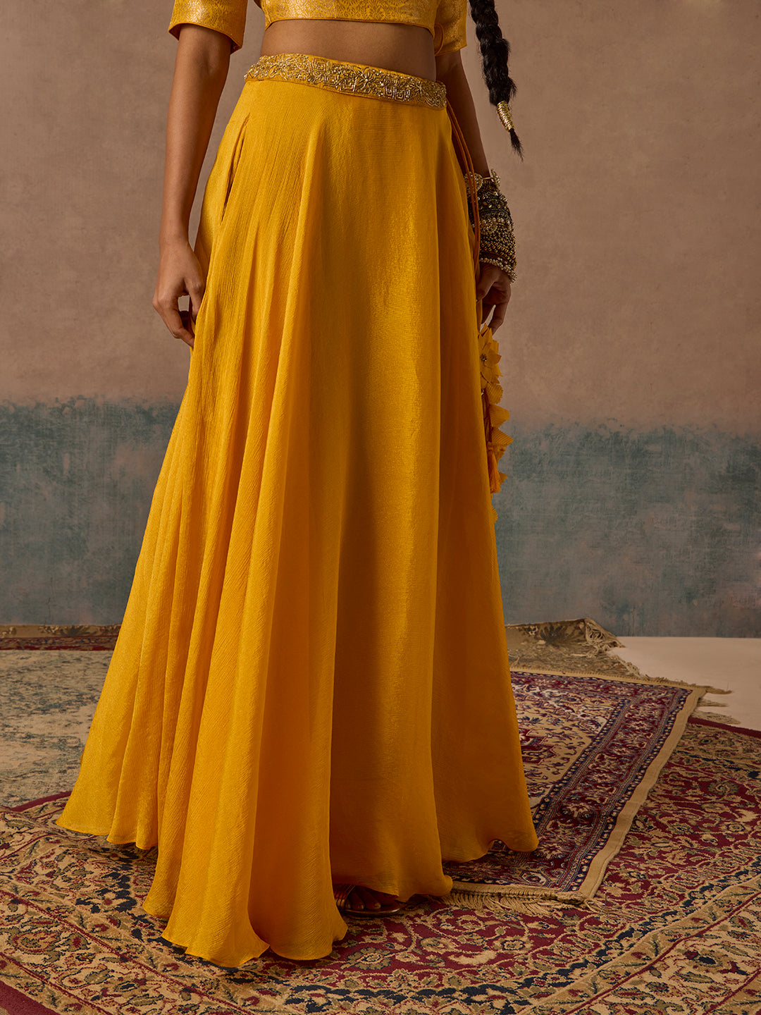 Flared Lehenga Skirt - Mustard
