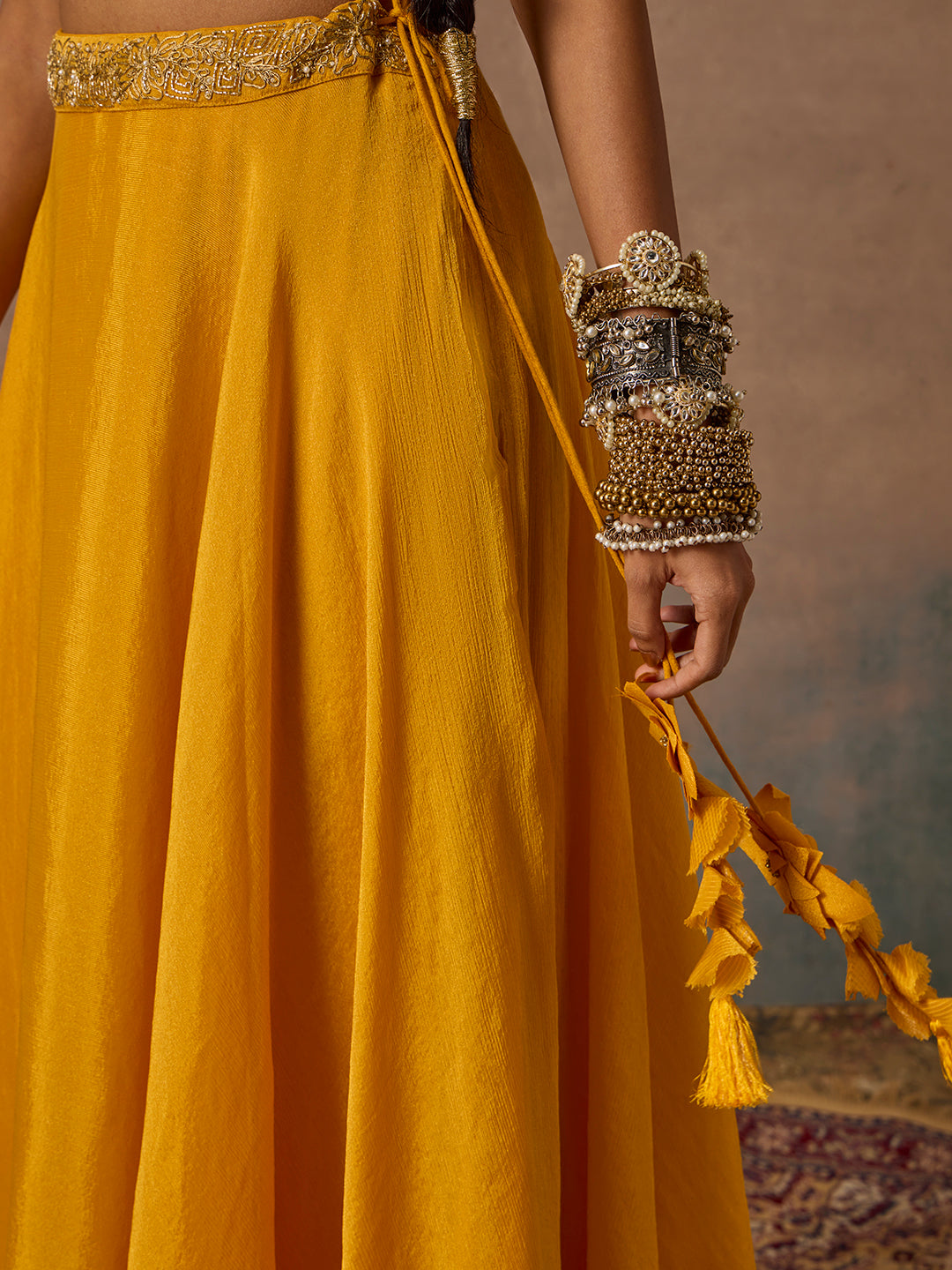 Flared Lehenga Skirt - Mustard