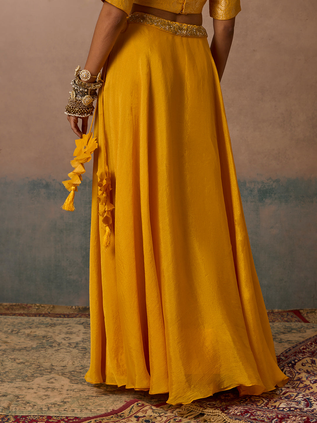 Flared Lehenga Skirt - Mustard