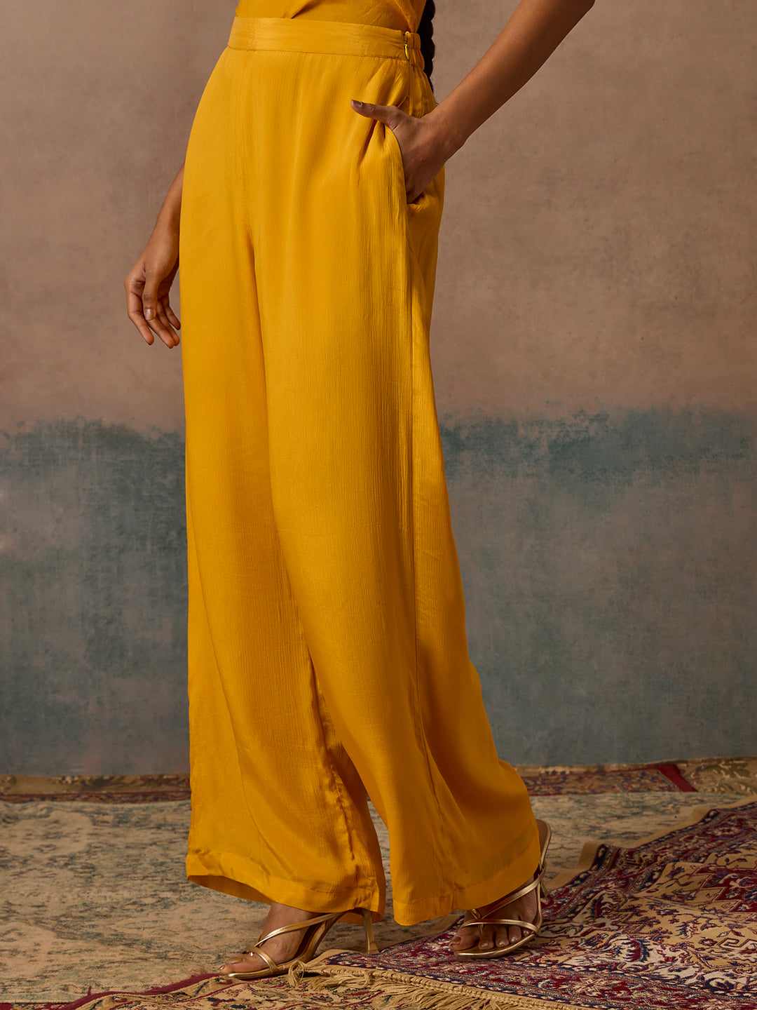 Straight-Leg  Pants - Mustard