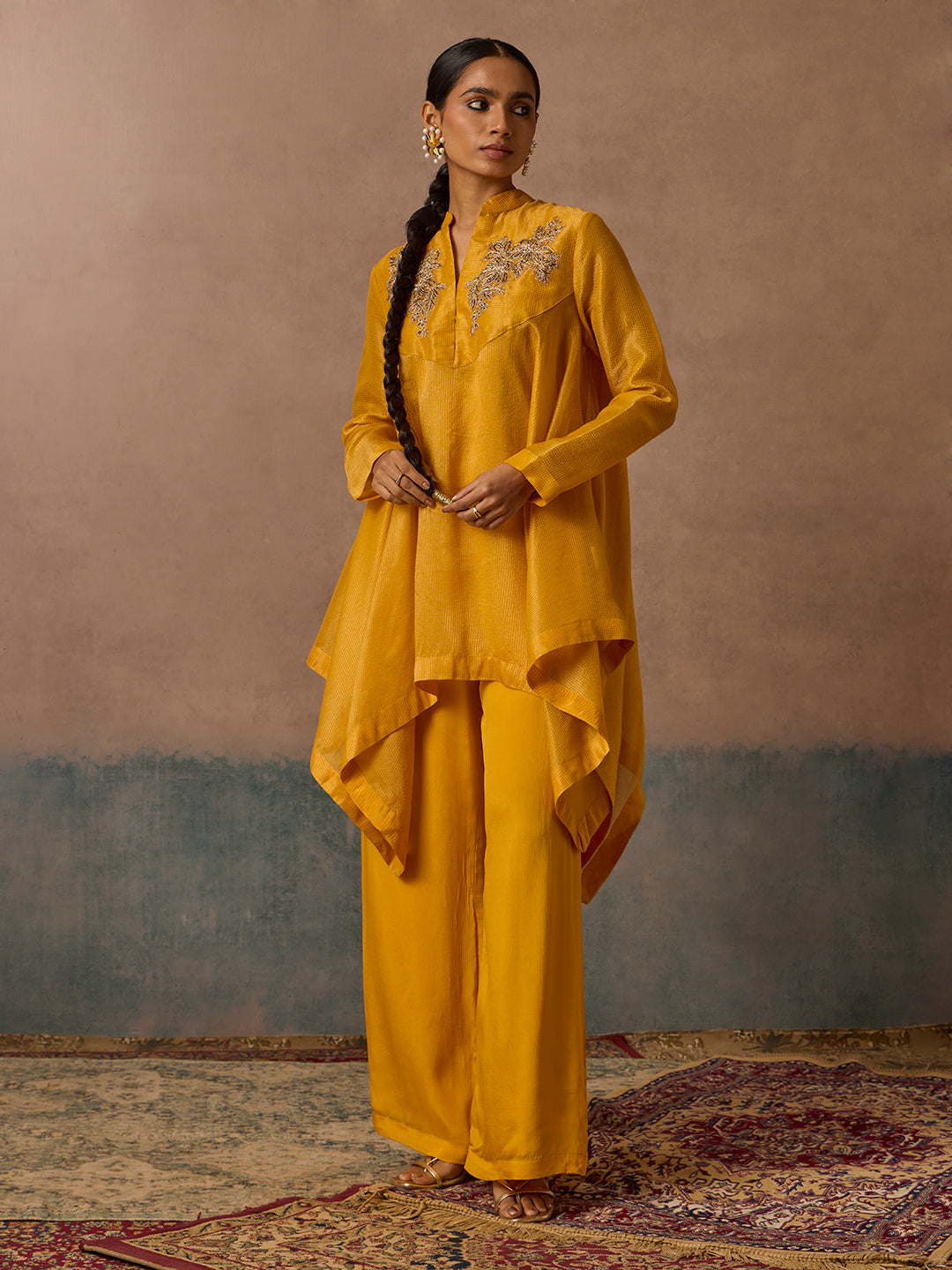 Straight-Leg  Pants - Mustard