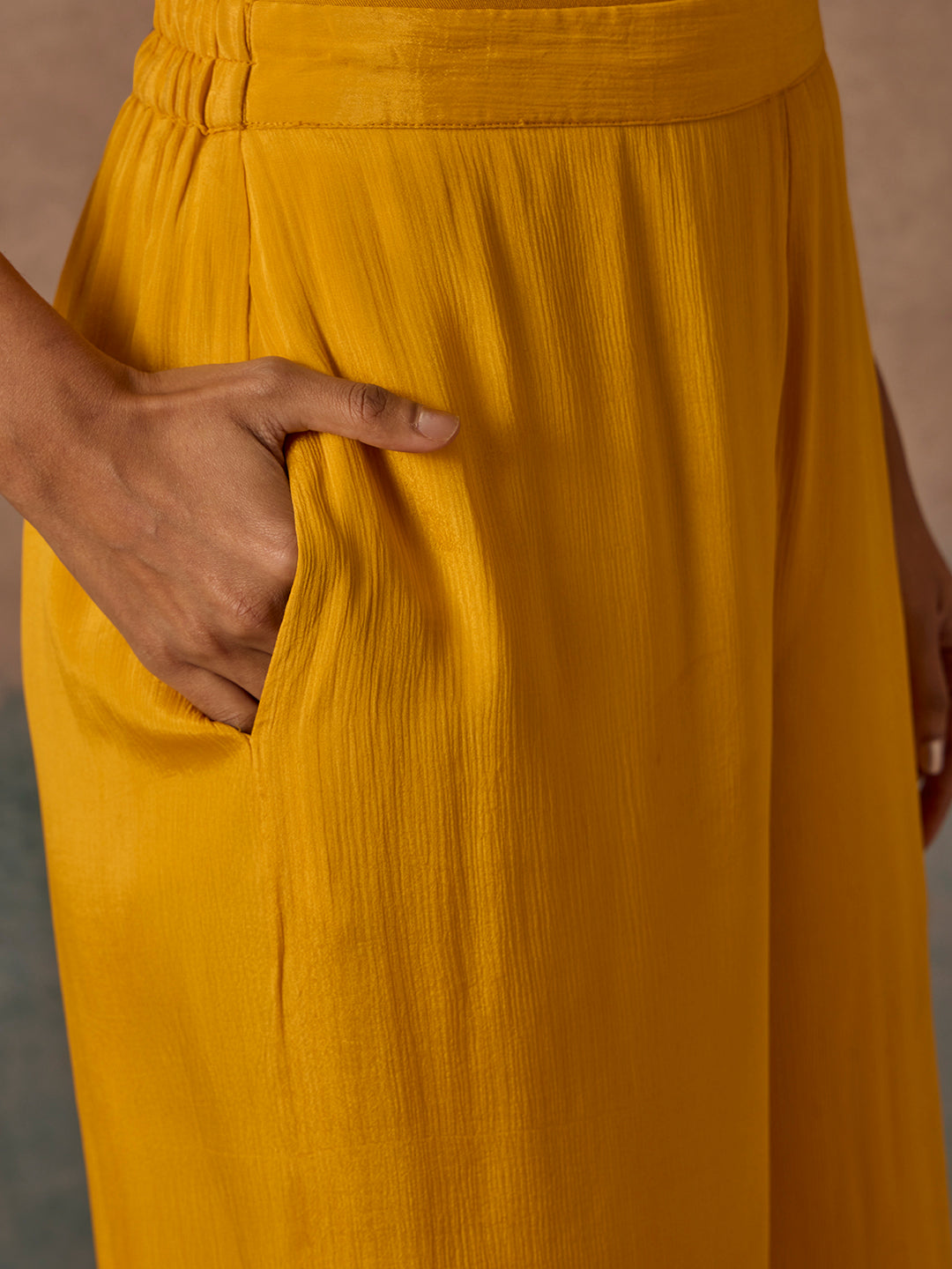 Straight-Leg  Pants - Mustard