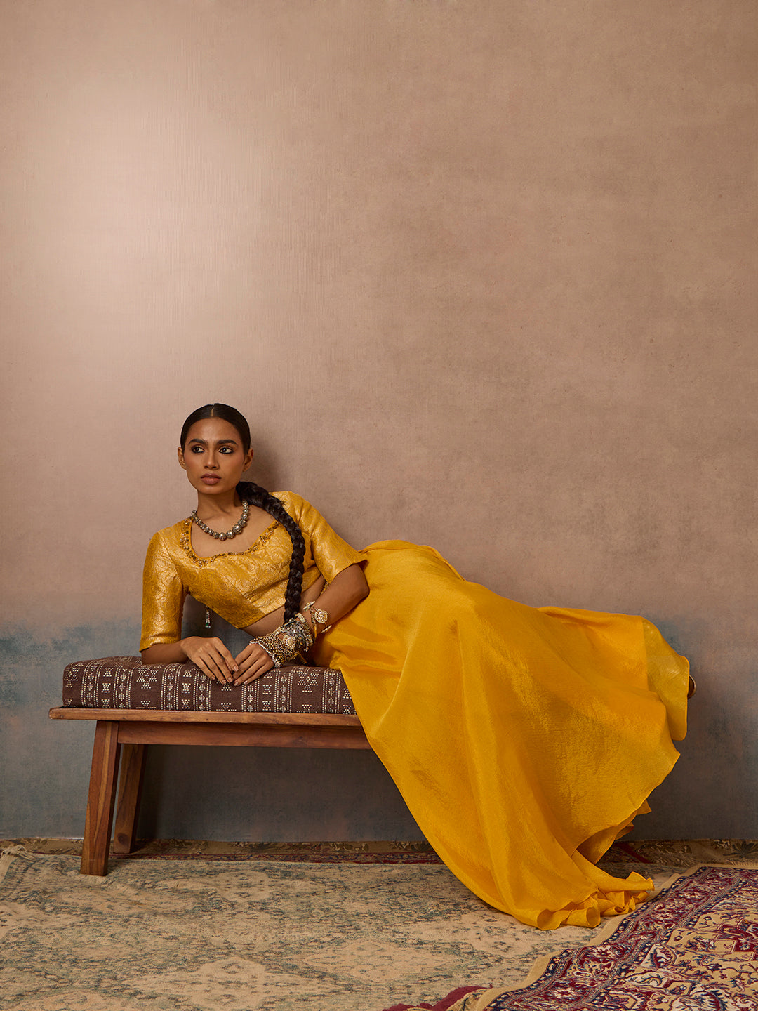 Brocade Blouse - Mustard