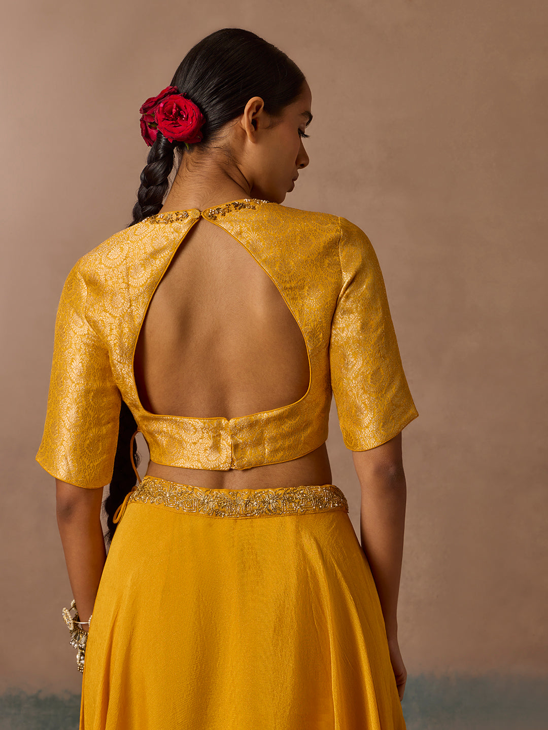 Brocade Blouse - Mustard