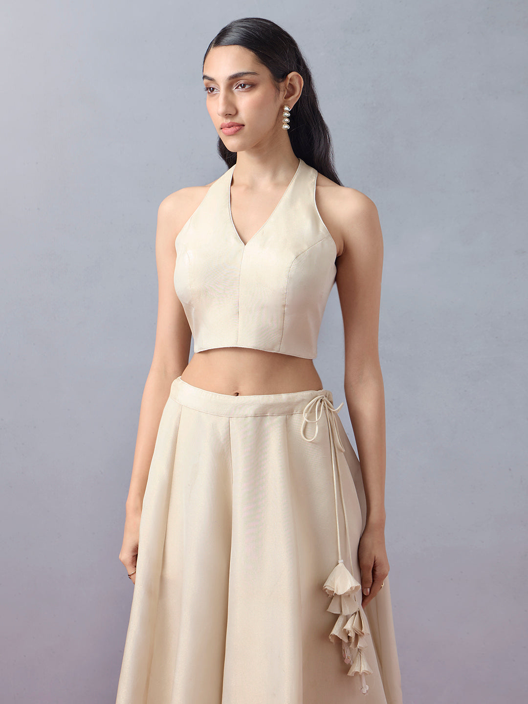 Top with Embellished Jacket - Beige