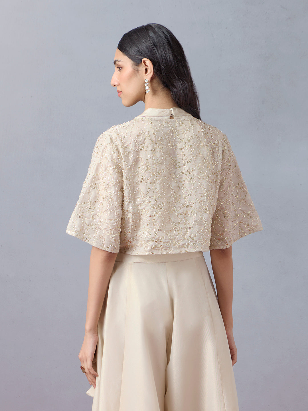 Top with Embellished Jacket - Beige