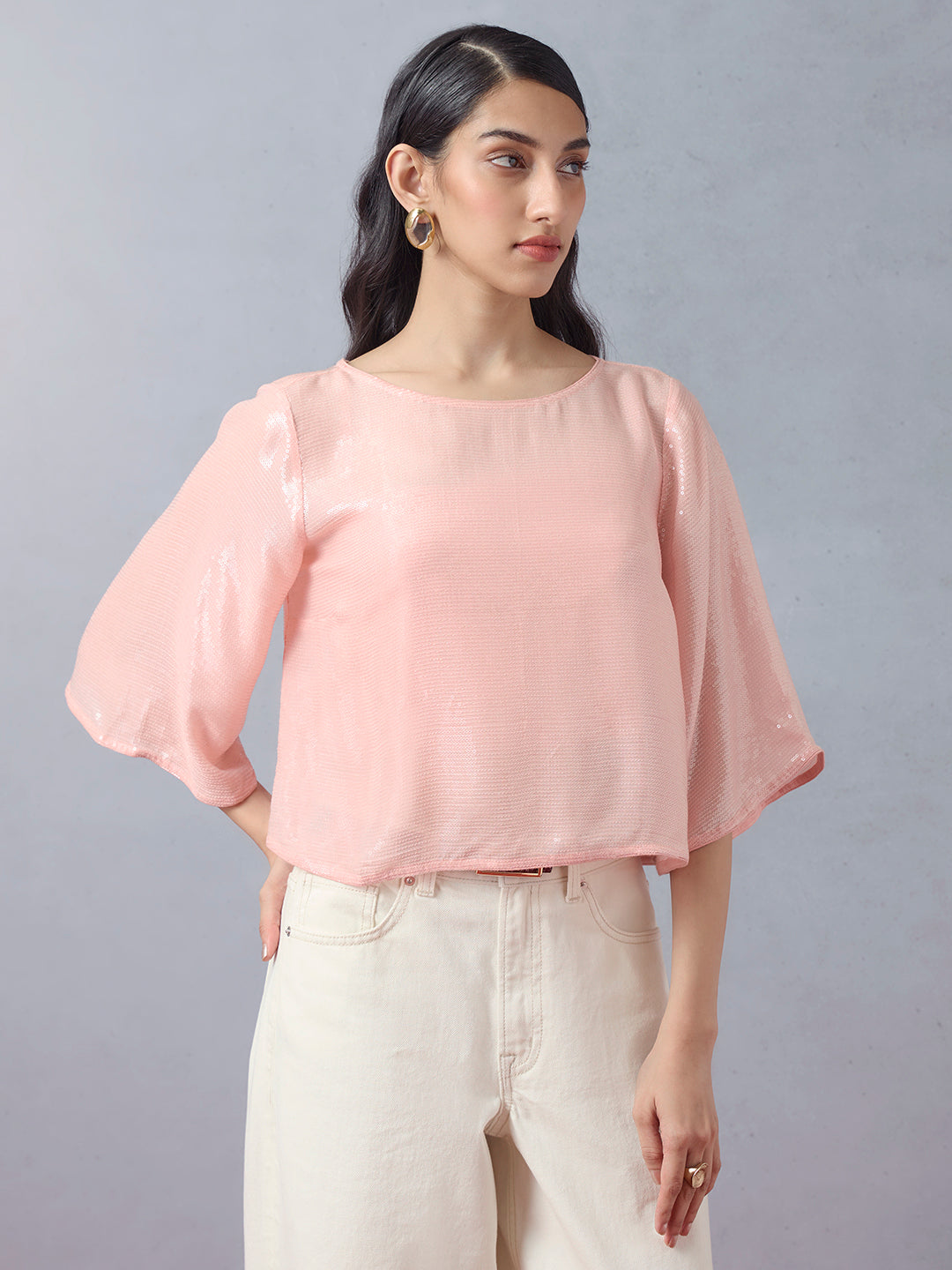 Sequins Top with Inner - Pink