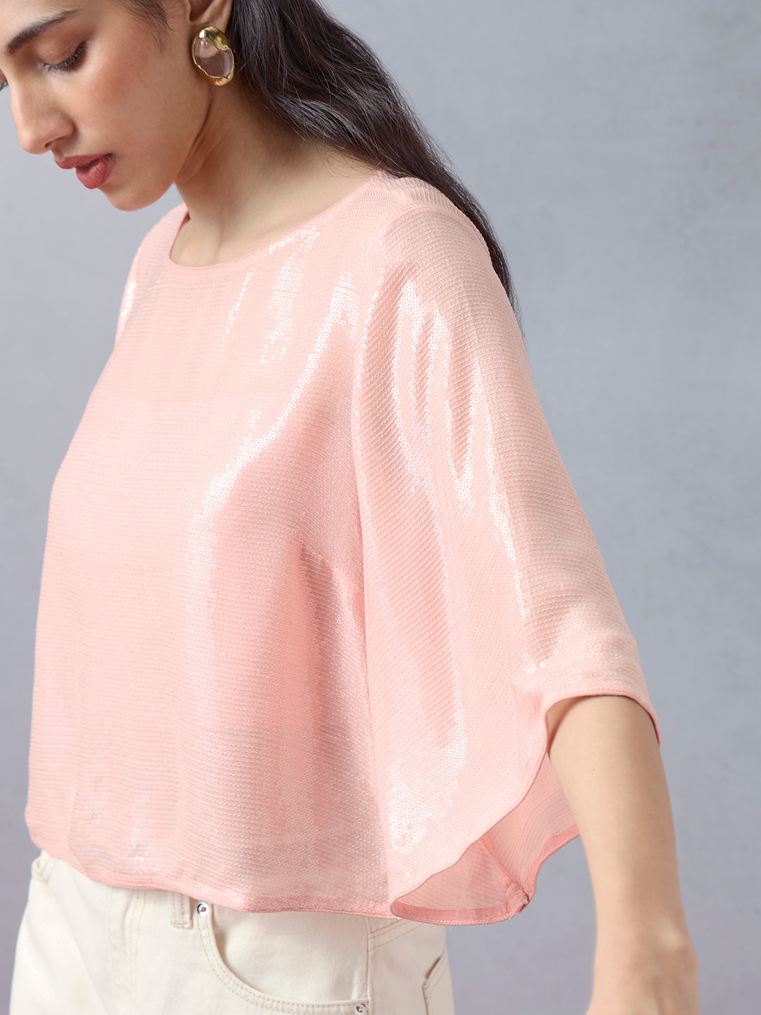 Sequins Top with Inner - Pink