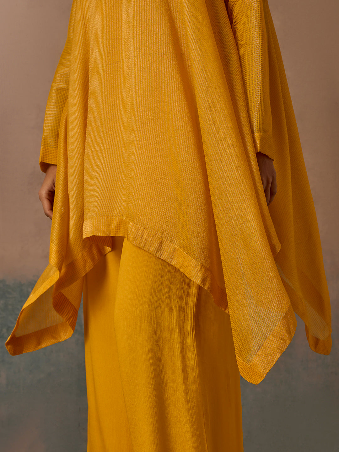 Mustard Embroidered Asymmetric Kurta