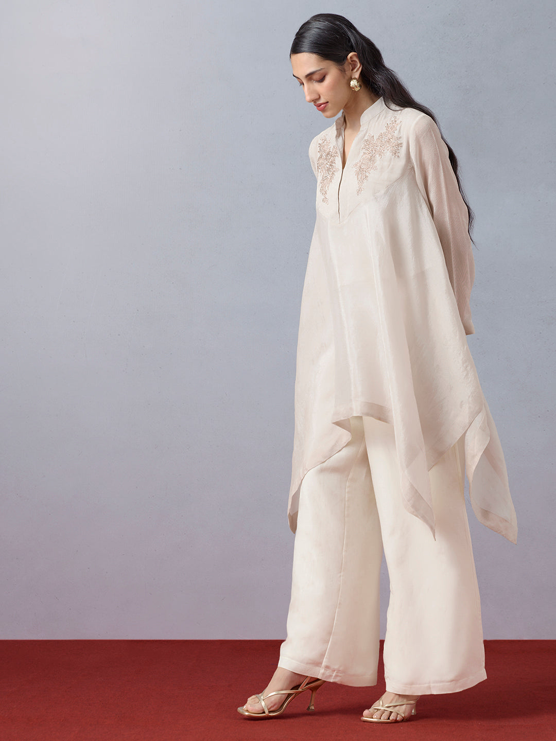 Embroidered Kurta and Inner - Cream
