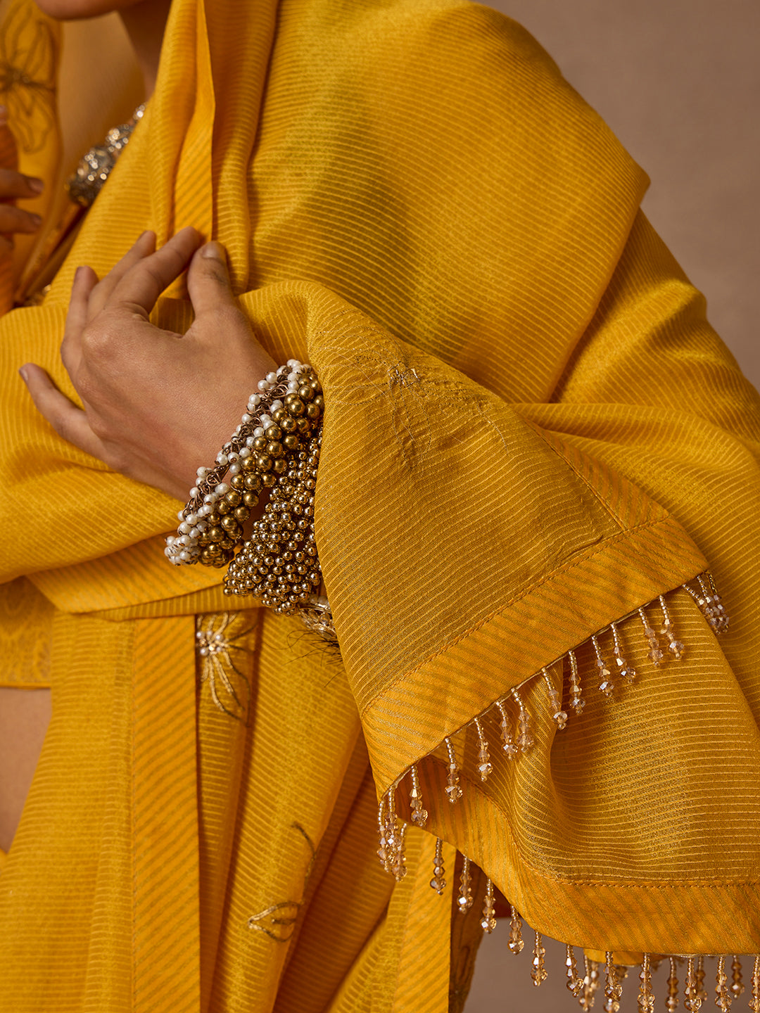 Embroidered Dupatta - Mustard