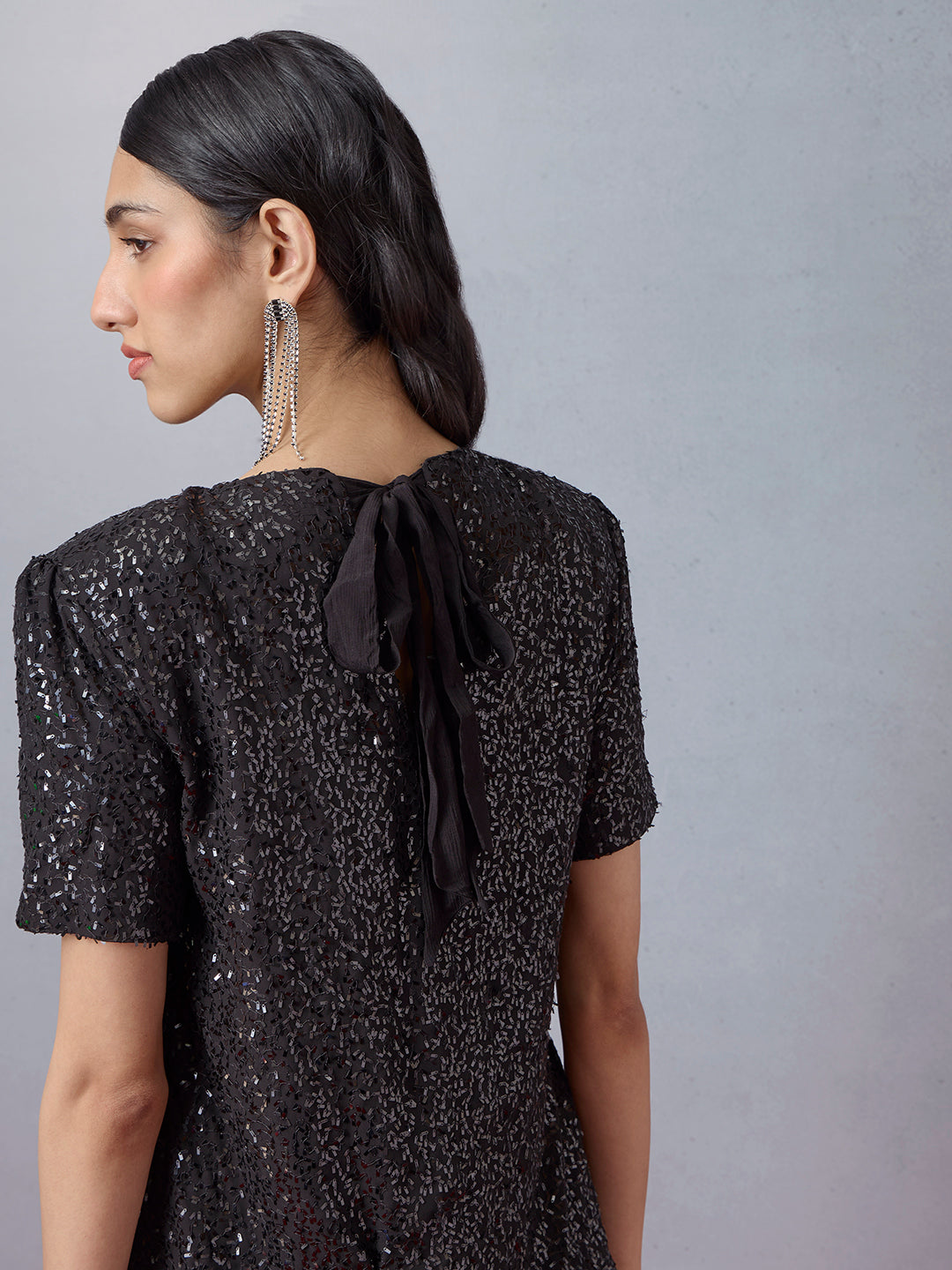 Embellished Mini Dress - Black