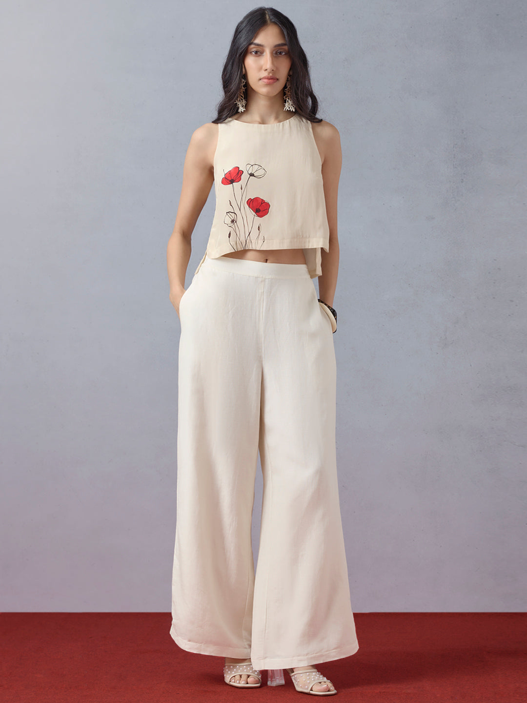 Solid Straight Leg Pants - Cream